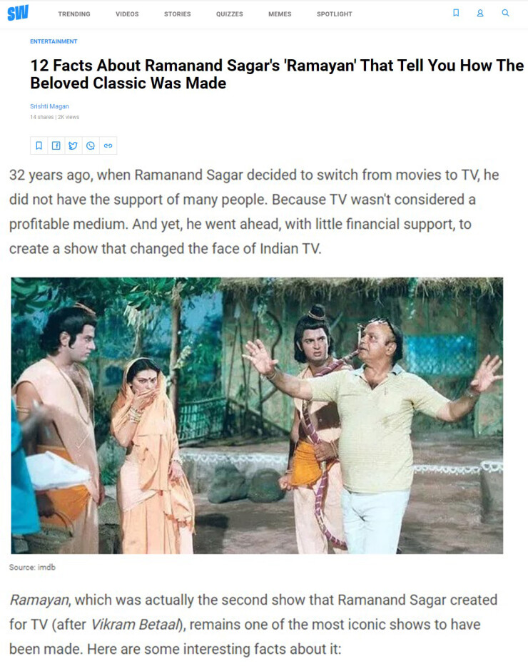 Re-Telecasting Ramayan