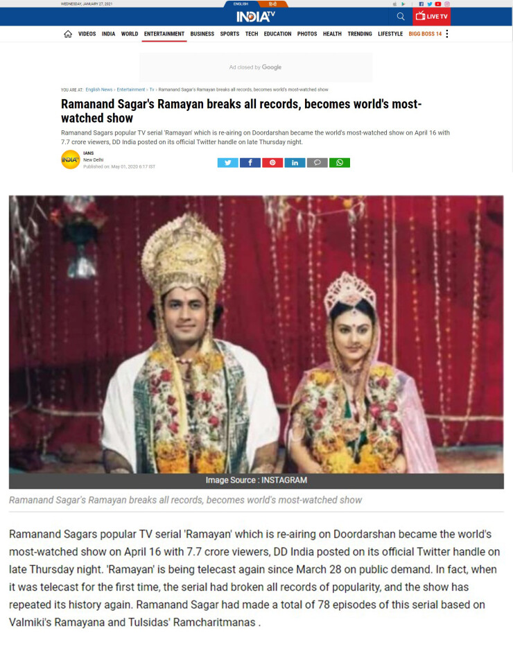 Re-Telecasting Ramayan