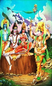 Ganesha circumambulated around his parents and becomes Pratham Pujaya