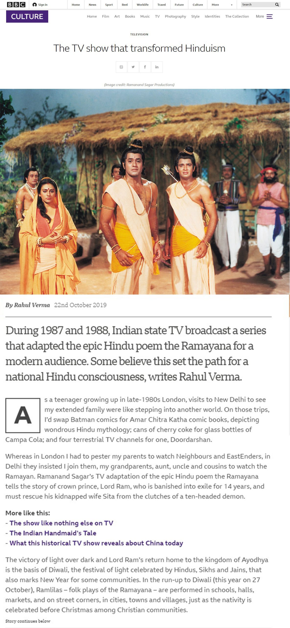 Re-Telecasting Ramayan