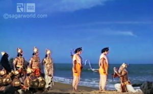 God of ocean appears in front of Rama and begged for his life