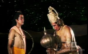 Hanuman meets Bharat and tolds him the whole story of warfare on Lankat and tolds him