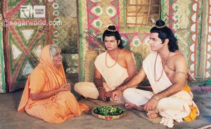 Shabri offers tasted berries to Ram and Lakshman