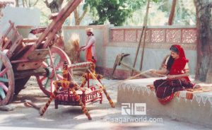 Chariot falling on krishna