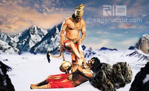 Hanuman kills Kalnemi with his foot